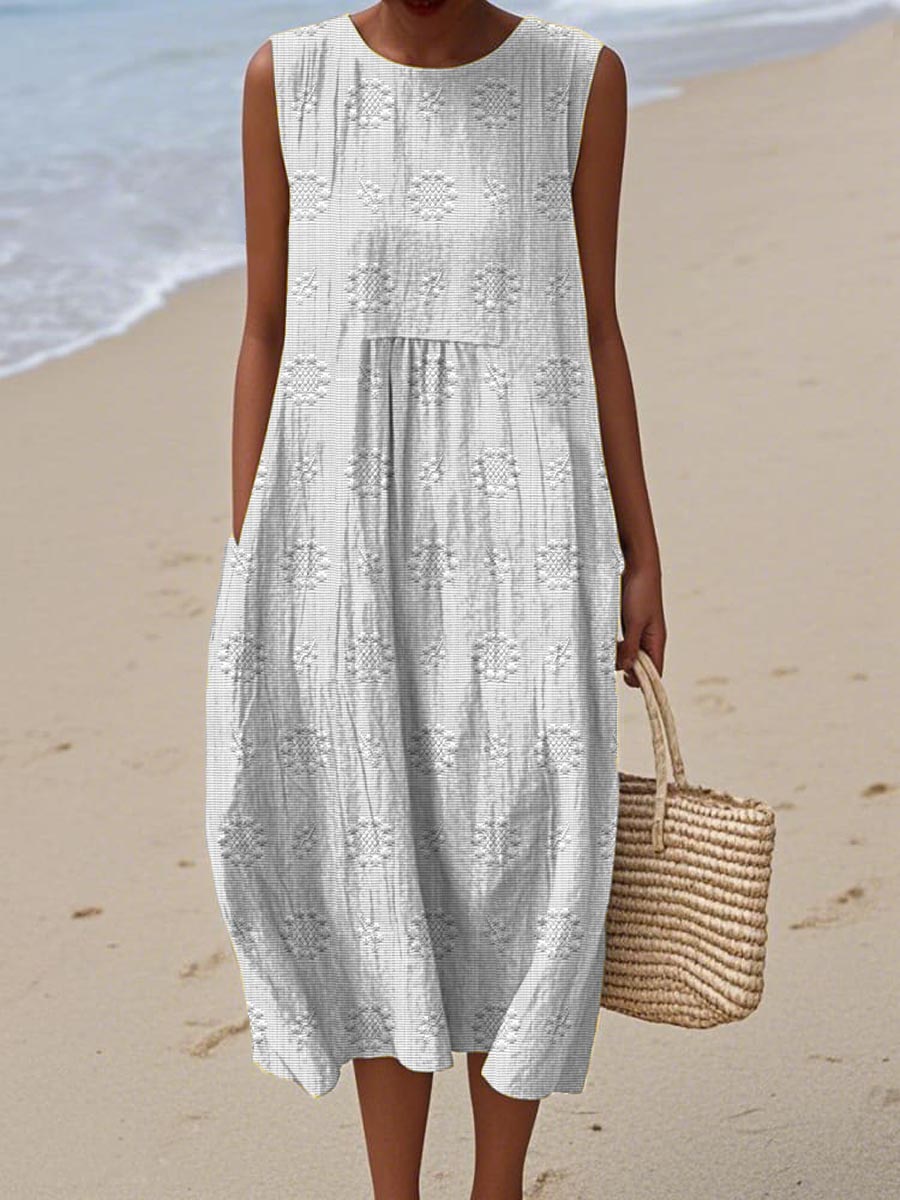 Élodie™ | Robe Élégante en Coton Sans Manches avec Poches
