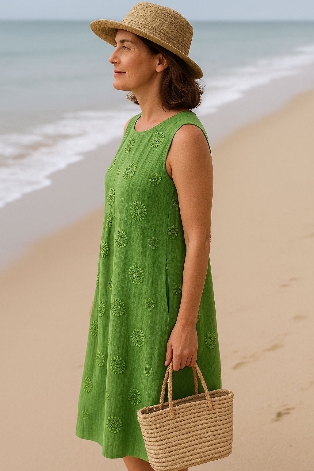 Élodie™ | Robe Élégante en Coton Sans Manches avec Poches