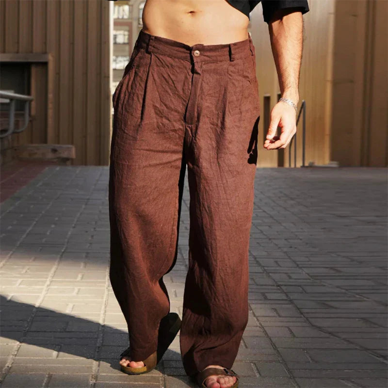 Dario™ | Pantalon en lin à jambe large