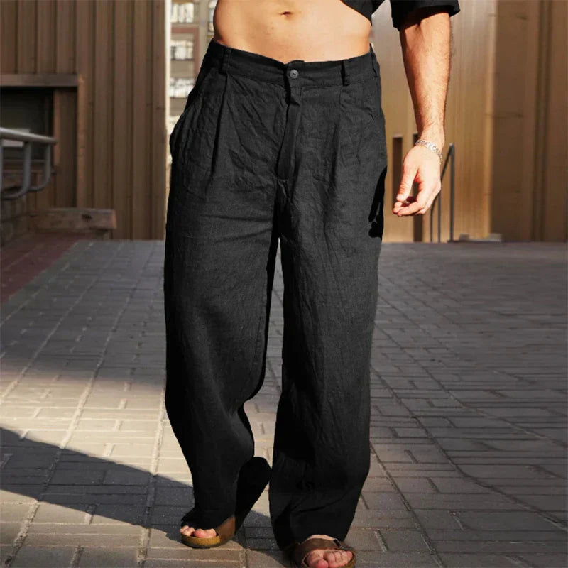 Dario™ | Pantalon en lin à jambe large