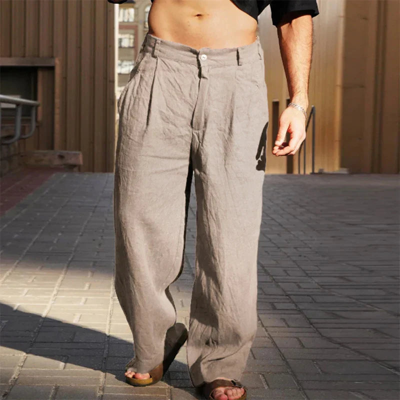 Dario™ | Pantalon en lin à jambe large
