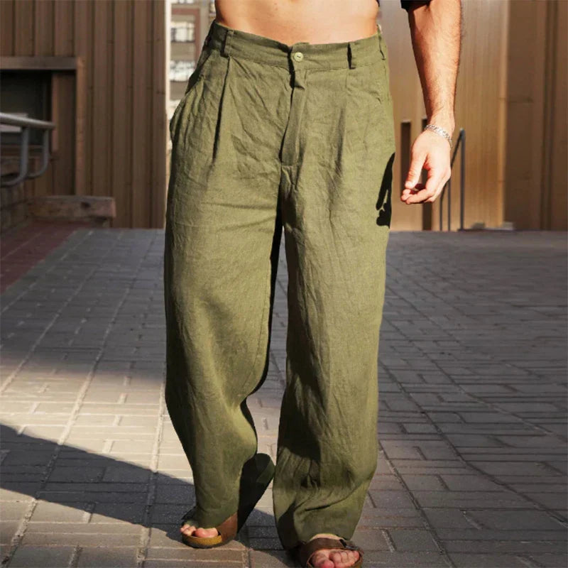 Dario™ | Pantalon en lin à jambe large