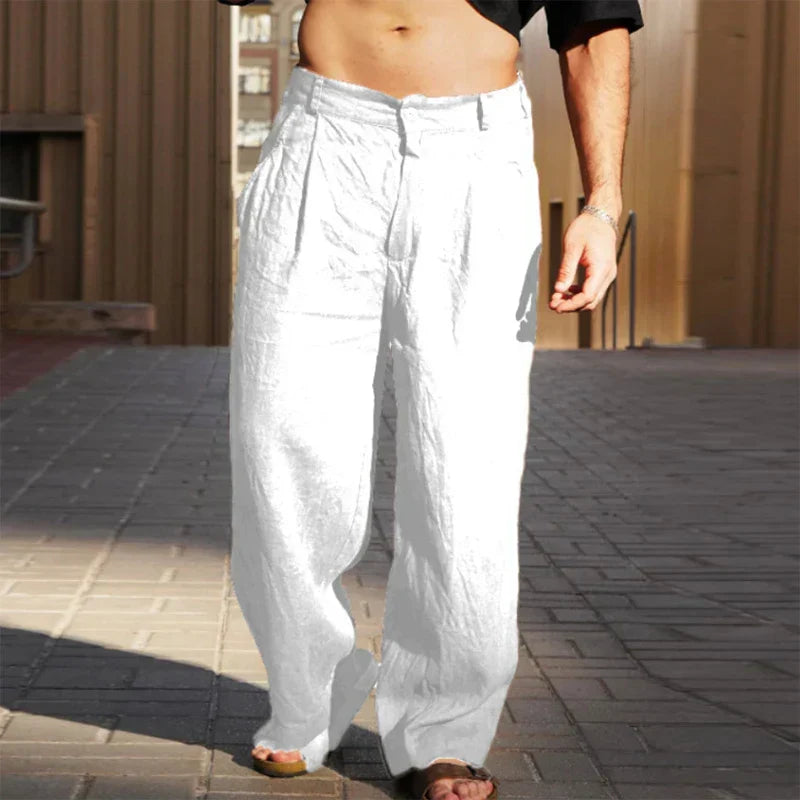 Dario™ | Pantalon en lin à jambe large