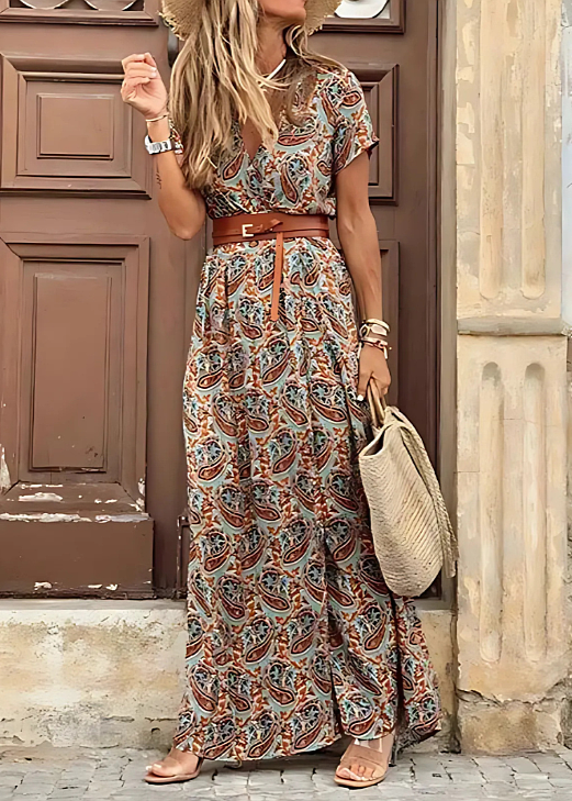 Romy™ | Robe longue bohème à taille froncée