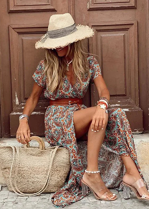 Romy™ | Robe longue bohème à taille froncée