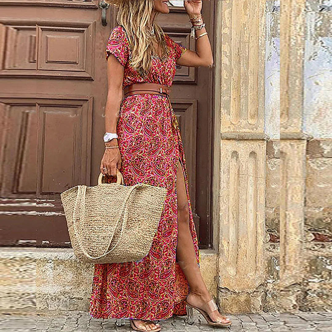 Romy™ | Robe longue bohème à taille froncée