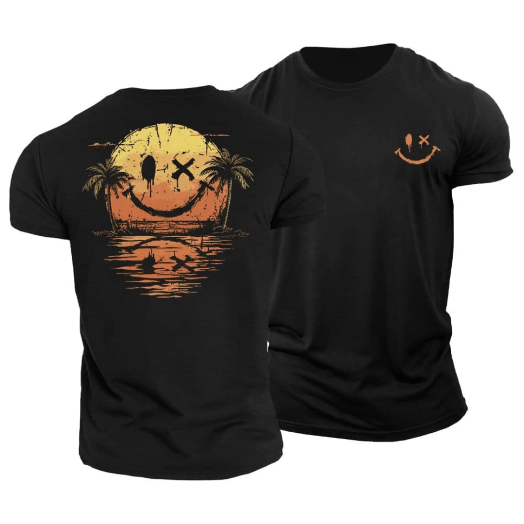 Imanique™ | T-shirt d’été avec smiley et mer
