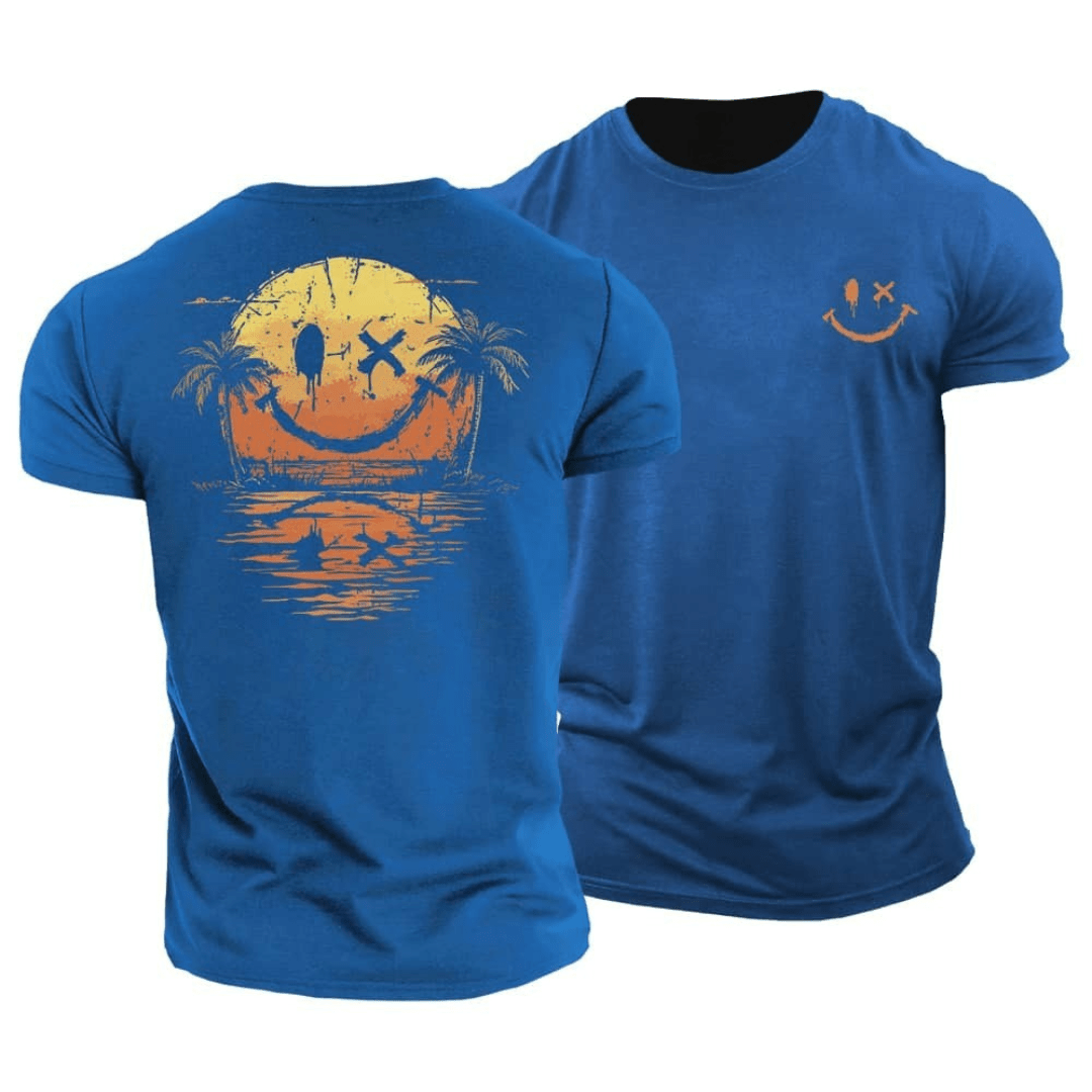 Imanique™ | T-shirt d’été avec smiley et mer