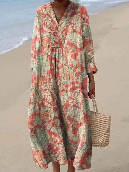 Tiphène™ | Robe fleurie vintage en coton doux